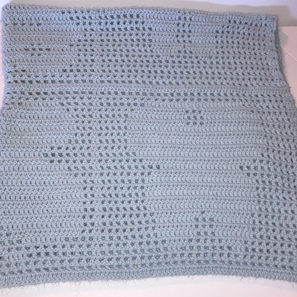 Cozy Blue Nature Blocks Crochet Throw Blanket 5’x5’